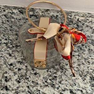 Clear shimmery Fashion Nova Case Purse with Gold bangle handle